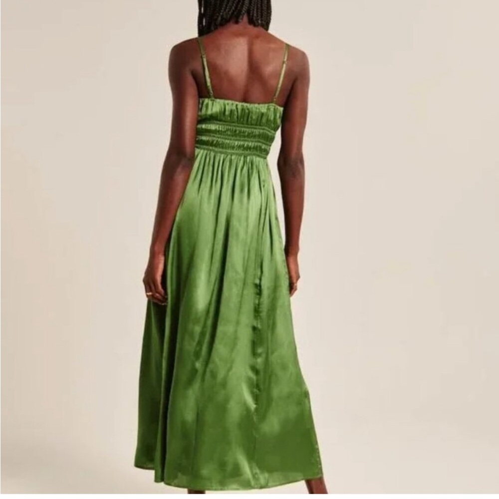 Abercrombie & Fitch Satin Green Maxi Dress - Picture 3 of 4